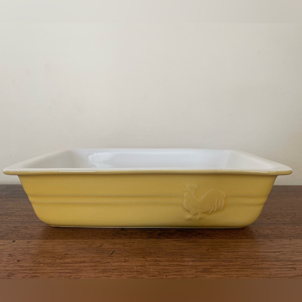 Sur La Table Yellow Rooster Embossed Baking Dish